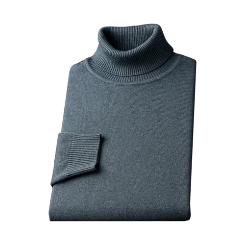 SHINROAD Gestrickte Männer Pullover Winter Herbst männer Hohe Kragen Einfarbig Slim Fit Elastische Mittellange Pullover für Sport Täglich Grau Grün M von SHINROAD