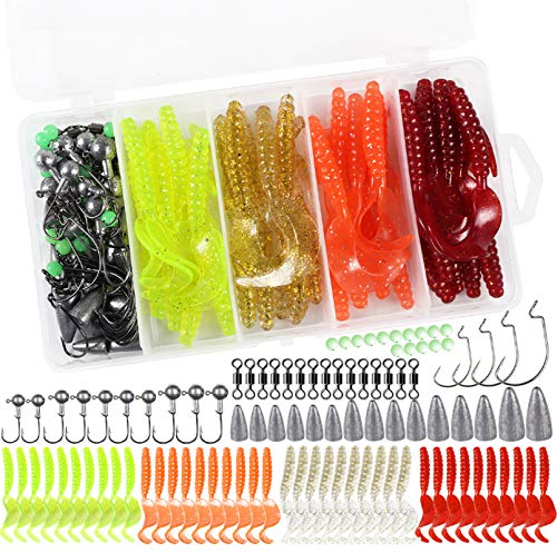 110 Stück Shad weiche Köderköder Set für Bass, Texas Rig Tackle Box mit Paddelschwanz, Swimbaits, Jerkbaits, Kurbelhaken, Bleiköder, Wirbel, Perlen für Süß- und Salzwasser 110 Stück Shad weiche Köderköder Set für Bass, Texas Rig Tackle Box mit Paddelschwanz, Swimbaits, Jerkbaits, Kurbelhaken, Bleiköder, Wirbel, Perlen für Süß- und Salzwasser von SHINsuke