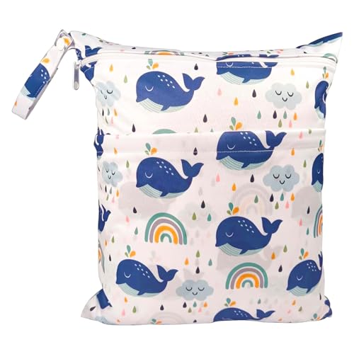 Stoffwindeln Nasstaschen,Wasserdichte Wickeltasche Stoffwindeln Taschen,Wetbag Kindergarten,Wiederverwendbare Wet Bag Organizer,Wet Dry Cloth Windeltasche mit Reißverschluss für Baby Reisen Unterwegs von SHIQUAN