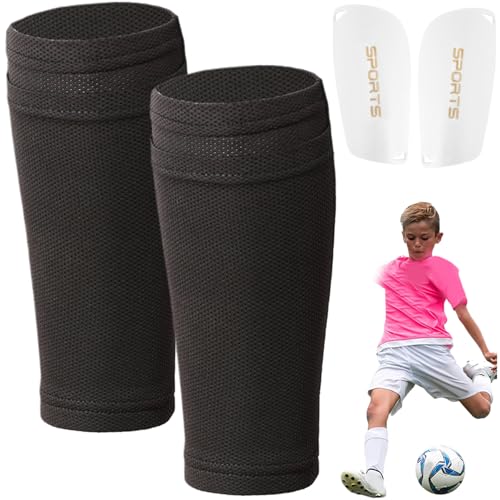 SHITOOMFE Shin Pads Jungen Fußball Sockenhülsen mit Shin Pads Shin Pad Ärmel ＆ Fußball Shin Guards Set Schutzkinder Shin Pads, Fußballschiener-Fußball-Fußballausrüstung für Jungen 8-15 Shin Pad Zufäl von SHITOOMFE