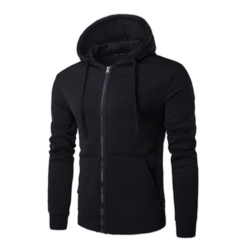 SHIYUNC Männer Langarm Hoodies Zip Jacke Shirts Kordelzug Pullover Sweatshirt Teen Casual Zurück zur Schule Outfit Sweatshirts Oversized,3XL,Black von SHIYUNC