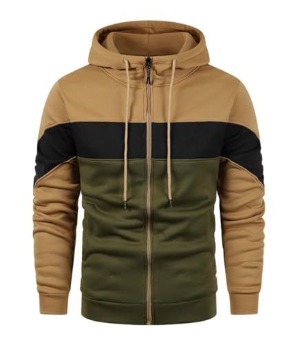 SHIYUNC Männer Zip Shirts Kordelzug Pullover Langarm Sweatshirt Teen Casual Zurück zur Schule Outfit Sweatshirts Paar Hoodie Jacke Oversized,S,Brown von SHIYUNC