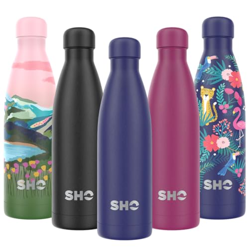 SHO Bottle - Perfekte Vakuumisolierte, Doppelwandige Trinkflasche + Wasserflasche - Aus Hochwertigem Edelstahl - 24 Std Kühlen & 12 Std Warmhalten - BPA frei (Midnight Blue 2.0 - Powder Coated, 260ml) von SHO