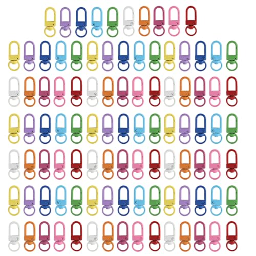 SHOOYIO 100 Stück bunte Karabinerverschlüsse, drehbare Schlüsselanhänger-Haken, zufällige Farbe, Karabinerverschluss, Schlüsselanhänger, Haken für Schlüsselanhänger von SHOOYIO