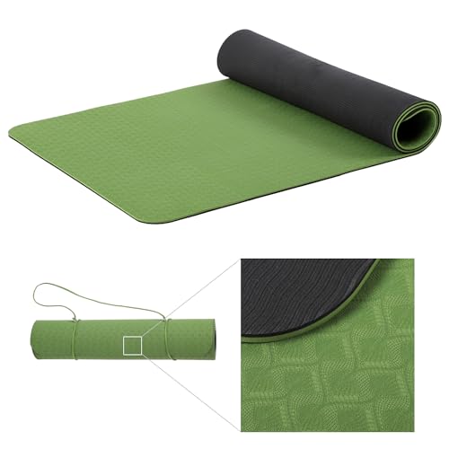 SHOP LC Rutschfeste Yogamatte, TPE Trainingsmatte für Fitness, Pilates & Gymnastik, leichte Reisematte für zu Hause oder draußen mit Trageriemen, Dicke 6 mm grün SHOP LC Rutschfeste Yogamatte, TPE Trainingsmatte für Fitness, Pilates & Gymnastik, leichte Reisematte für zu Hause oder draußen mit Trageriemen, Dicke 6 mm grün von SHOP LC