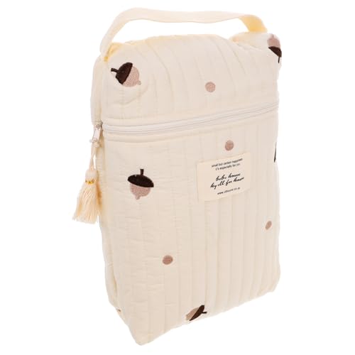 SHOWERORO Mumientasche Umstandswindeltasche Reisewindeltasche Süße Wickeltasche Umstandstasche Kinderwagen-Caddy-Tasche Reise Wickeltasche Tasche Für Babyflaschen Weiß Baumwolle von SHOWERORO