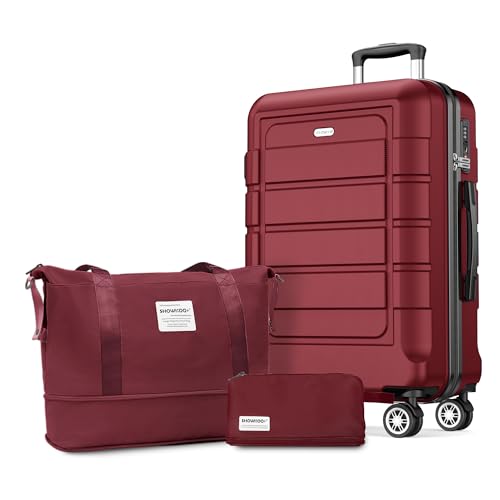 SHOWKOO Koffer Groß Hartschale Leicht ABS+PC Erweiterbar Reisekoffer Haltbar Handgepäck Sets 4 Rollen TSA-Schloss mit 1 Reisetasche und 1 Kulturtasche, XL -Rot SHOWKOO Koffer Groß Hartschale Leicht ABS+PC Erweiterbar Reisekoffer Haltbar Handgepäck Sets 4 Rollen TSA-Schloss mit 1 Reisetasche und 1 Kulturtasche, XL -Rot von SHOWKOO