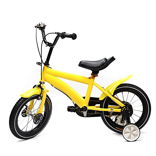 SHOWLIVEU 16 Zoll Unisex gelb Kinderfahrrad Jungen Mädchen Fahrrad ab 4-8 Jahre mit Hilfsrad Rad Bike （gelb） von SHOWLIVEU