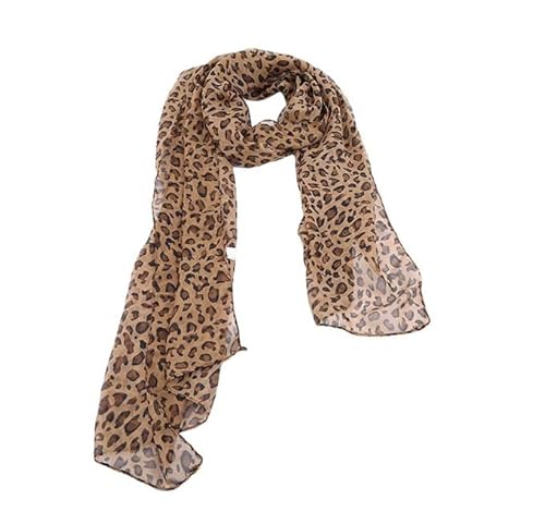 SHTGOI Leopard Schal Chiffon Seidenschal Stola Damen Sommer Leicht Animal Print Elegante Hochwertiges Seidentuch Halstuch Lange Tücher Deko Sonnenschutz Kopftücher Schal Wrap Shawl von SHTGOI