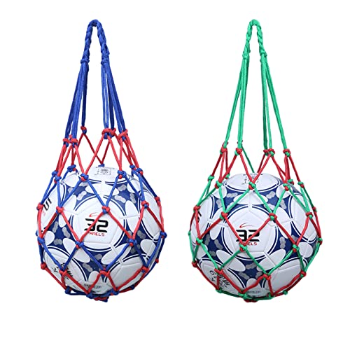 SHULLIN 2 Stück Tragbare Fußball Netztasche Basketball Netz Tasche Balltaschen netze Ballnetz 1 Ball Single Ball Träger Fußballnetztasche Volleyballnetztasche Ballnetz Net Tasche für 1 Ball von SHULLIN