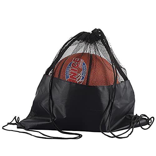 SHULLIN Balltaschen Nylon Net Tasche mit Schultergurt tragbare Balltasche Soccer Bag Netzstoff Sports Ball Tasche Basketball Tasche Ball Beutel für Basketball Fußball Volleyball Tennis（Schwarz） von SHULLIN