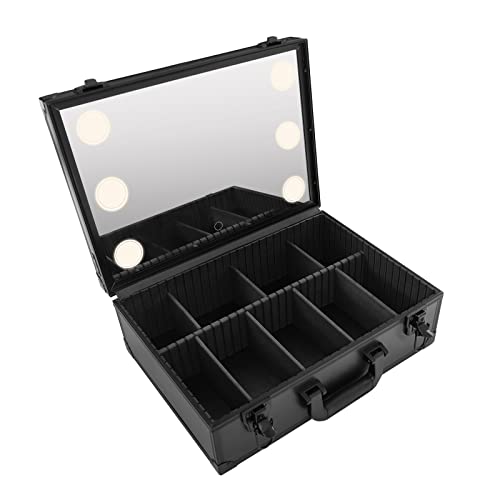 Kosmetikkoffer Schminkkoffer mit Licht und Spiegel Tragbare Make Up Organizer Boxen Schwarz Kosmetik Aufbewahrung Organizer von SHZICMY