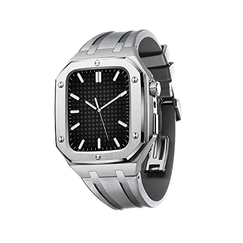 Für Band mit Gehäuse 45 mm 44 mm Robustes Armband mit stoßfestem Stoßgehäuse, Männer Frauen Sport Militärband Schutzhülle nur für iWatch Serie 7 SE 6 5 4 von SHZZHS