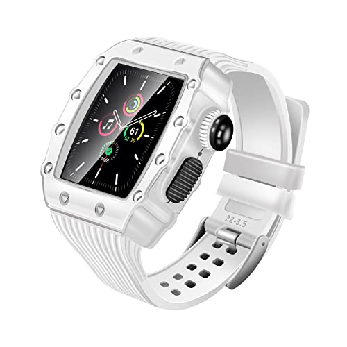 Luxusgehäuse + Armband für Band Serie 8 7 41 mm 45 mm Gummiarmband Metallrahmen iWatch 6 SE 5 4 3 40 mm 44 mm Correa-Bänder von SHZZHS