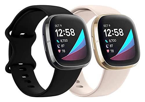 SHZZHS (4er-Pack Silikonbänder, kompatibel mit Fitbit Versa 3 Smartwatch, Double-Buck, wasserdichtes Armband für Damen und Herren, kompatibel mit Fitbit Sense-Armband von SHZZHS