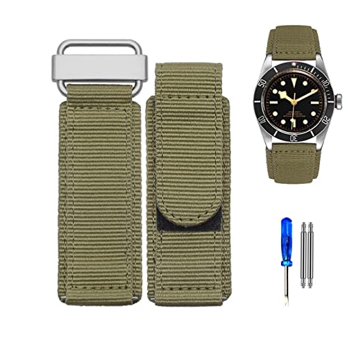 SHZZHS 22mm 24mm Nylon-Uhrenarmband für Tudor BR Klettverschluss Sportarmband Stahlschnalle NATO-Armband Schwarz Blau von SHZZHS