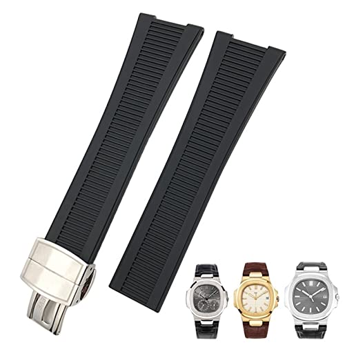 SHZZHS 25 mm Kerbenform Gummi Silikon Uhrenarmband wasserdichte Uhrenarmbänder für PATEK Philippe Nautilus Herrenarmband von SHZZHS