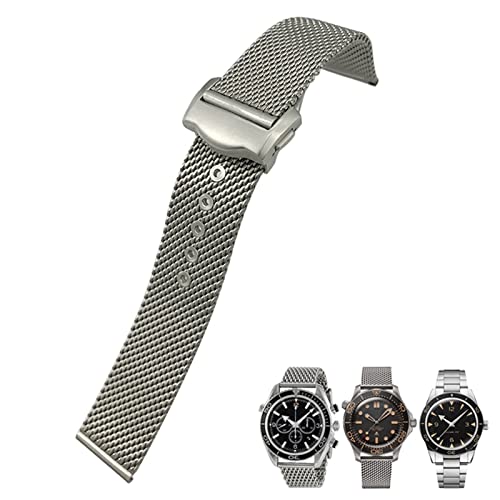 SHZZHS 316L Edelstahl-Uhrenarmbänder 20 mm Uhrenarmband für Omega 007 Seamster 300 Siver Metallgewebtes Uhrenarmband von SHZZHS