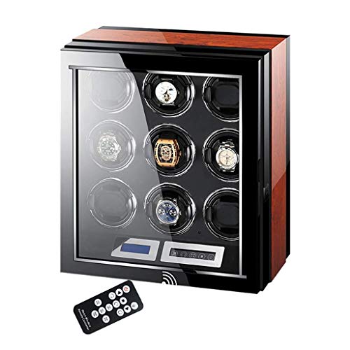 SHZZHS Automatischer Uhrenbeweger, LCD-Touchscreen-Display, superleiser Motor, Holzklavierlackierung mit Fernbedienung und eleganter LED-Vitrine, 2+0 von SHZZHS