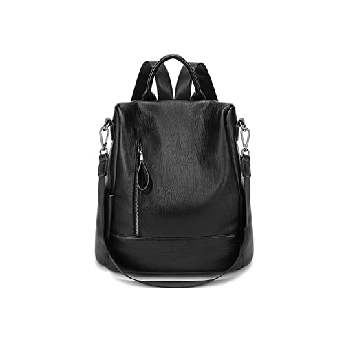 SHZZHS Damenmode Lederrucksäcke Casual Daypack Laptoptaschen Schulranzen Handtaschen Rindsleder Umhängetaschen (Farbe : Schwarz) von SHZZHS