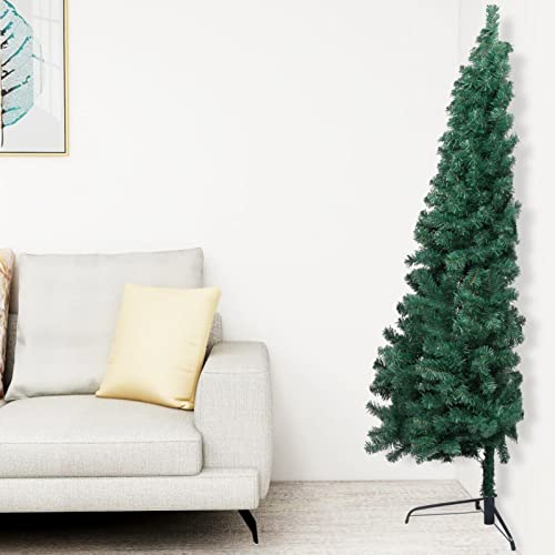 SHZZHS Halber Weihnachtsbaum, künstlicher Eckweihnachtsbaum, saisonaler Weihnachtsbaum mit Ständer, für drinnen und draußen, Zuhause, Feiertagsdekoration, Festschmuck, Grün, 180 cm, PVC, modisch von SHZZHS