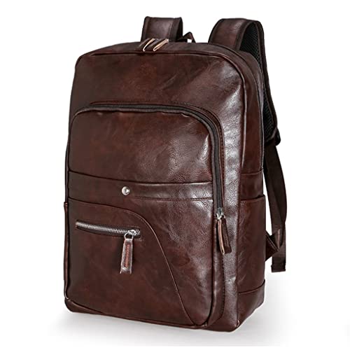 SHZZHS Herren Multifunktionaler Leder Laptop Rucksack Vintage Reiserucksack Rucksack (A von SHZZHS