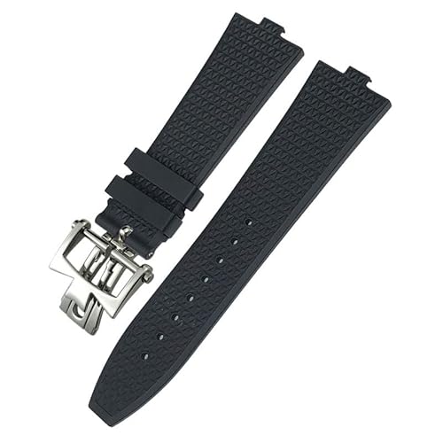 SHZZHS Konvexe Uhrenarmbänder aus Fluorkautschuk, 24 x 7 mm, passend für Vacheron Constantin Overseas Schnellwechselvorrichtung, blau-weißes schwarz-orangefarbenes Armband von SHZZHS