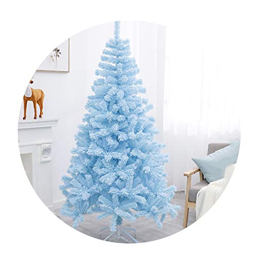 SHZZHS Künstlicher Weihnachtsbaum in Blau-Beflockung, Rosa, mit Metallständer, für Weihnachtsdekoration zu Hause und im Büro (Farbe: Blau, Größe: 210 cm (82,6 Zoll)) von SHZZHS