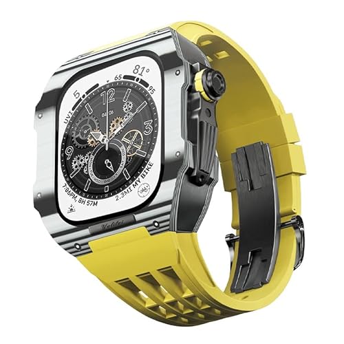 SHZZHS Luxus-Carbonfaser-Uhrenarmband-Nachrüstsatz, Carbonfaser-Armband und Gummi-Uhrenarmband für 8 7 6 SE 5 4-Serie, 44/45 mm Retrofit-Uhrenarmband-Upgrade von SHZZHS