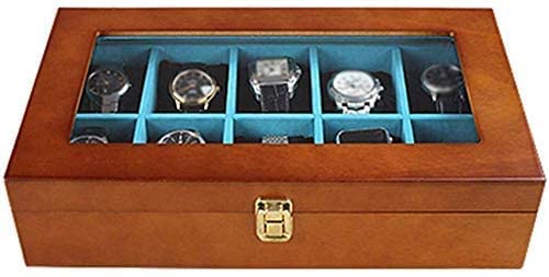 SHZZHS Schauen Sie Display Storage Box Ladies Juwely Collection Hülle Organizer Holder Holzwächerbox für 12 Uhren große Fächer transparente Fenster weiche Kissen von SHZZHS