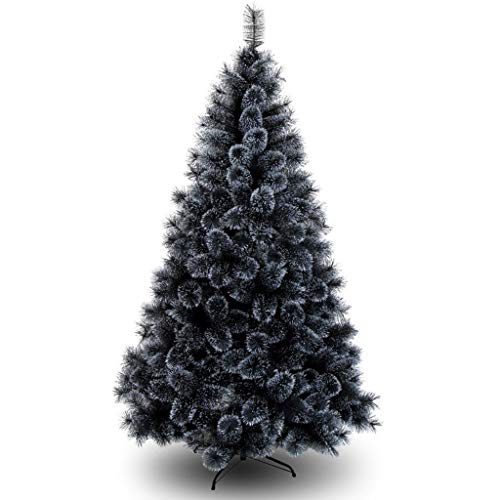 SHZZHS Schwarzer Tannennadelbaum, automatischer Weihnachtsbaum, mit silbernem Laserpulver dekorierter, verschlüsselter Tannennadelbaum (Farbe: Schwarz, Größe: 150 cm (59 Zoll)) von SHZZHS