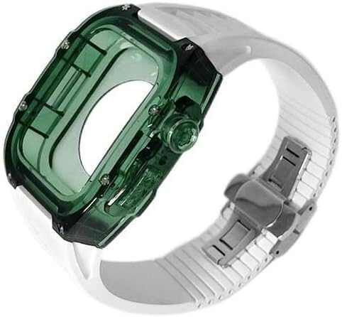 SHZZHS Transparentes Uhrengehäuse, Gummiband-Mod-Kit, für 9 8 7 45 mm, durchsichtiges Uhrengehäuse, atmungsaktives Sportarmband, Ersatzzubehör für die Iwatch-Serie 45 mm von SHZZHS