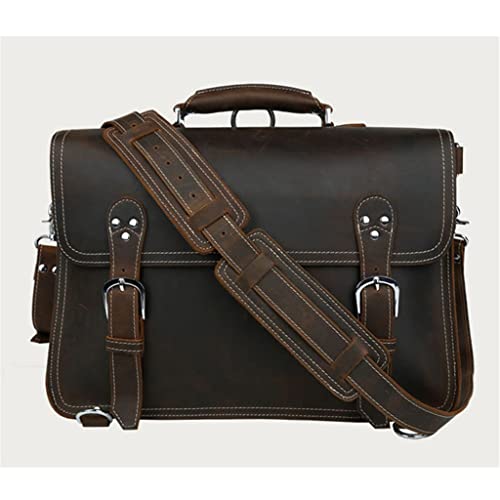 SHZZHS Vintage Echtleder Herren Aktentasche Businesstasche Leder Messenger Bag Umhängetasche Mann Laptop Aktentasche Rucksack Wochenendtasche (A Einheitsgröße) von SHZZHS