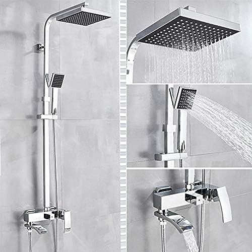 SHZZHS Waschbeckenarmaturen, Badezimmer-Wasserhahn, Chrom, Regendusche, Badewannenarmatur, Wandmontage, Badewannen-Mischbatterie, Regendusche, Wasserhahn, Duschset von SHZZHS