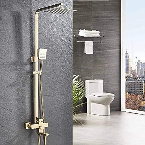 SHZZHS Waschbeckenarmaturen, Badezimmer-Wasserhahn, gebürstetes Gold, große Regendusche, Badewannen-Wasserhahn, Wandmontage, Badewanne, Dusch-Mischbatterie, Dusch-Set, Dusch-Mischbatterie von SHZZHS