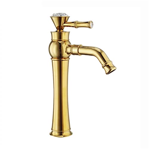 SHZZHS Wasserhähne, Wasserhähne, Waschtischarmatur, Badarmaturen, Kristall-Chrom-Waschtischarmaturen, drehbarer Auslauf für Badezimmer, Küche, Gold von SHZZHS