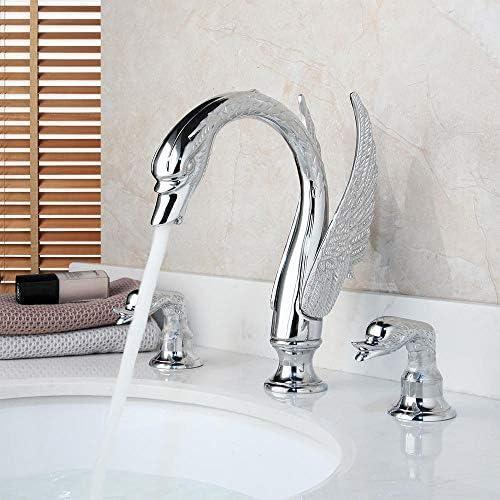 Schwan Badewanne Wasserhahn 3 Pcs 2-Griff Deck Montiert Polnische Dusche Badezimmer Schiff Waschbecken Wasserhahn Mischer Hahn-Golden Überzogen, Poliert, RAKRISTE, Poliert, von SHZZHS