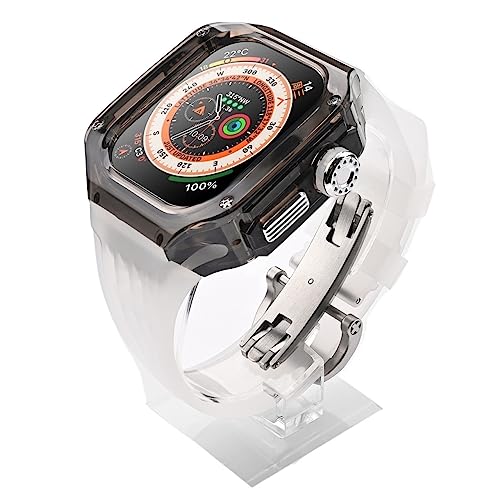 Uhren-Modifikationsset, für 8 Ultra, transparentes Uhrengehäuse + Fluorkautschuk-Sportarmband, für Iwatch Serie 8 49 mm Silikon-Uhrenarmband, Sportband-Modifikationsset von SHZZHS