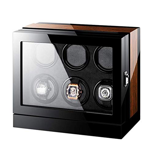 Watch Winder Touch Display Watch Wedler Wood Piano Finish Weiche Flexible Uhren Kissen Automatische Uhr Wickler-Box, 4 Wickelplätze mit eingebauter Beleuchtungsbeobachtungswächter-Wächter-Wächterbox von SHZZHS