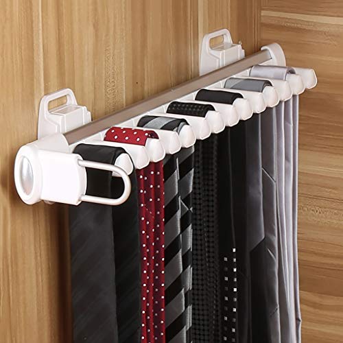 Ausziehbarer Krawattenhalter für den Schrank, herausziehbare Schals, Gürtel-Gleitschiene, 14 Paar Organizer-Rack für eine Tiefe von 440 mm, seitlich an der Garderobe montiert (Farbe: rechts montiert) von SIBEG