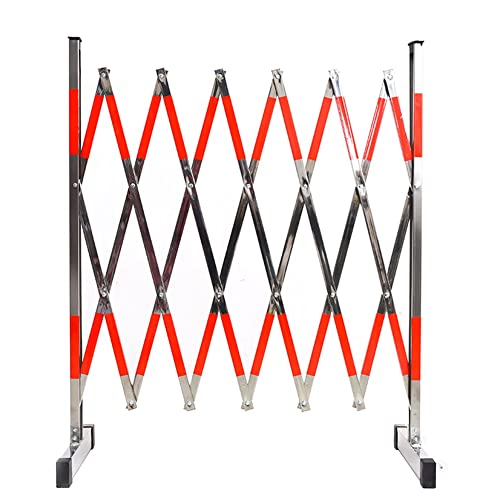 Erweiterbare Mobile Metallbarrikade, einziehbarer Verkehrszaun aus Edelstahl, Sicherheitsbarriere-Schutztor für Straßenmarkierung, Flexible Massenkontrolle (Farbe: Rot – Silber, Größe: 1,2 x 3 m) von SIBEG