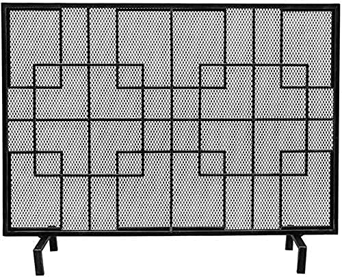 Funkenschutz, einteiliges Kamingitter, Kamintüren, schmiedeeisernes klassisches Kamingitter, Gitter, großer Flacher Schutz für Gasherde, Zubehör für den Innenbereich von SIBEG