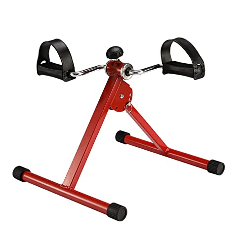 Klapppedal-Trainingsgerät, Untertisch-Fahrrad, Mini-Heimtrainer für Bein- und Armtrainer, verstellbares Sitztraining für ältere Senioren, Rot von SIBEG