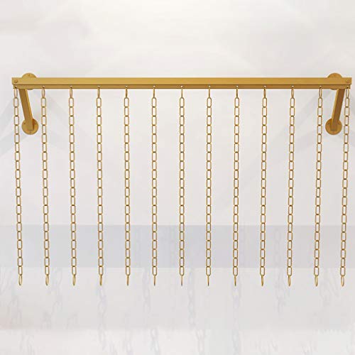 SIBEG Goldene bemalte Kleideraufbewahrungsstange, Wandkleiderständer mit Hängekette, Kleiderständer, Länge 80/100/120 cm (Größe: 80 x 26 x 22 cm) von SIBEG