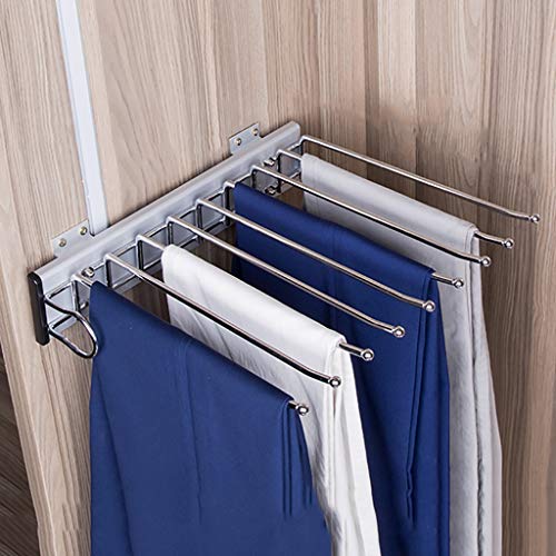 SIBEG Kleiderschrank zum Herausziehen von Hosen und Hosen, ausziehbarer Krawattenhalter, Kleiderstange, 9 Paar Jeans-Hosen-Kleiderbügel für Kleiderschrank, 47 cm (Farbe: Linke Seitenmontage) von SIBEG