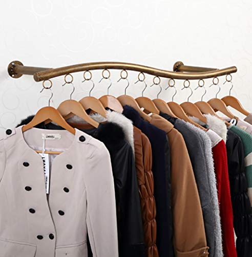 SIBEG Kleiderständer im Vintage-Stil, wandmontierter Kleiderständer für den Einzelhandel, kommerzielle Kleiderstange mit Ring, Schrankorganisation (Farbe: Braun, Größe: 120 x 28 cm) von SIBEG