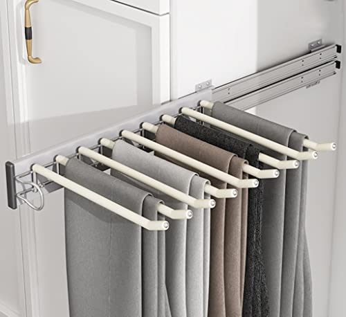 SIBEG Schrank-Hosen-Kleiderbügel mit 9 Stahlstangen, verschiebbarer Hosen-Kleiderbügel, ausziehbarer Hosenständer mit weißer Samt-Hängestange, Kleiderschrank-Schal-Regal (Farbe: rechts) von SIBEG