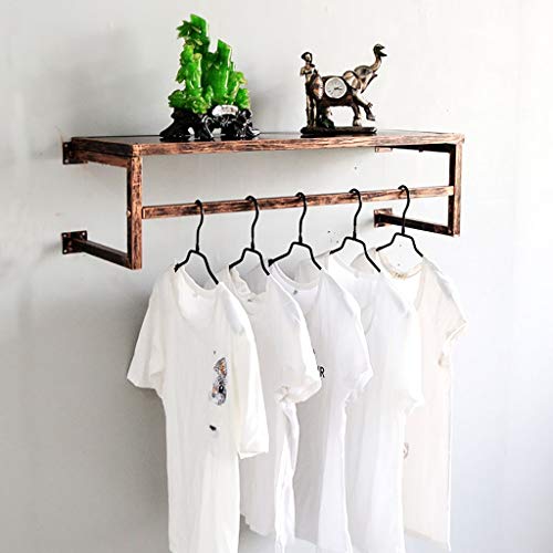 SIBEG Schwebendes Kleiderregal im einfachen Stil mit Hängestange, an der Wand montierter Kleiderständer, Kleiderständer, Garderobenständer mit Regal (Farbe: Bronze, Größe: 120 * 28 cm) von SIBEG