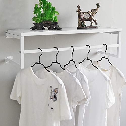 SIBEG Schwebendes Kleiderregal im einfachen Stil mit Hängestange, an der Wand montierter Kleiderständer, Kleiderständer, Garderobenständer mit Regal (Farbe: Weiß, Größe: 60 * 28 cm) von SIBEG