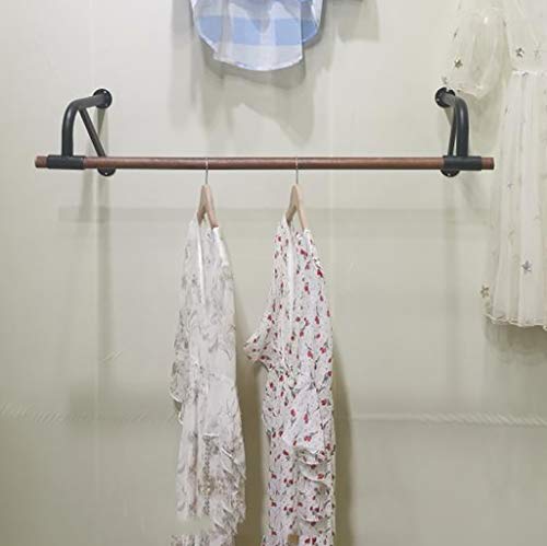 SIBEG Wand-Kleiderstange aus Holz, Wand-Kleiderständer im Retro-Stil für Schlafzimmer/Wohnzimmer, kommerzieller Kleiderständer, Eisenhalterung (Größe: 95 x 29 x 16 cm) von SIBEG